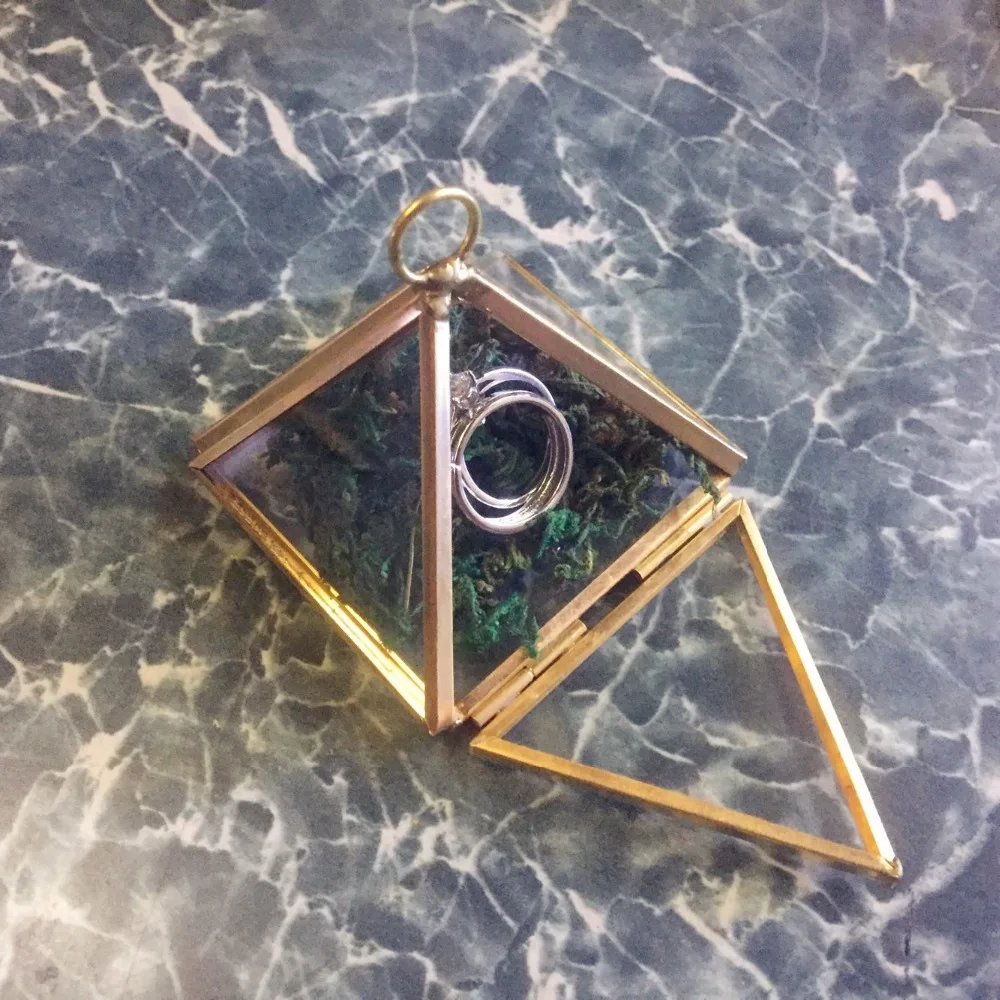

Glass Treasure Box Wedding box Ring dish Geometric glass box Gift for Her Ring Bearer Holder Bridesmaid Gift