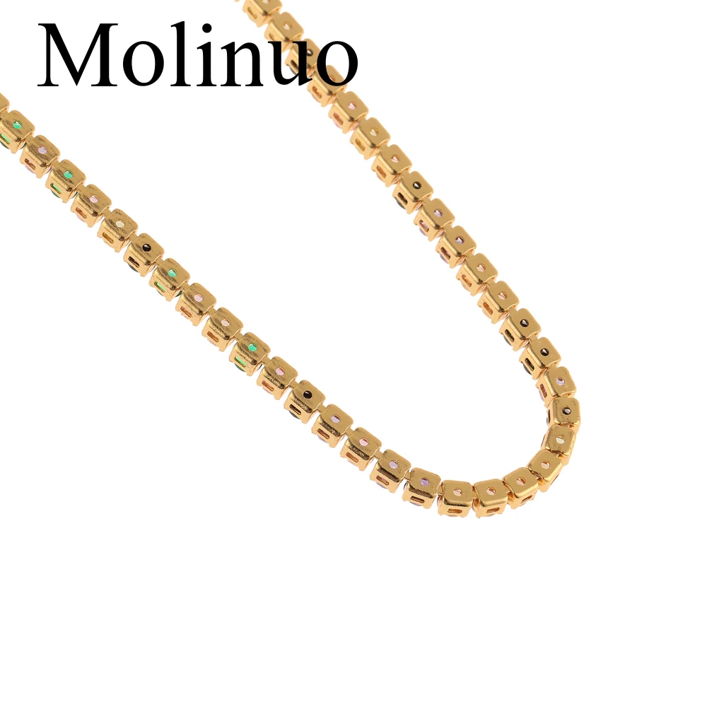 Мини Кубик bling тонкие украшения CZ цепь ожерелье слой женщин короткое ожерелье различные красочные фианит золотистого цвета модное ожерелье для женщин