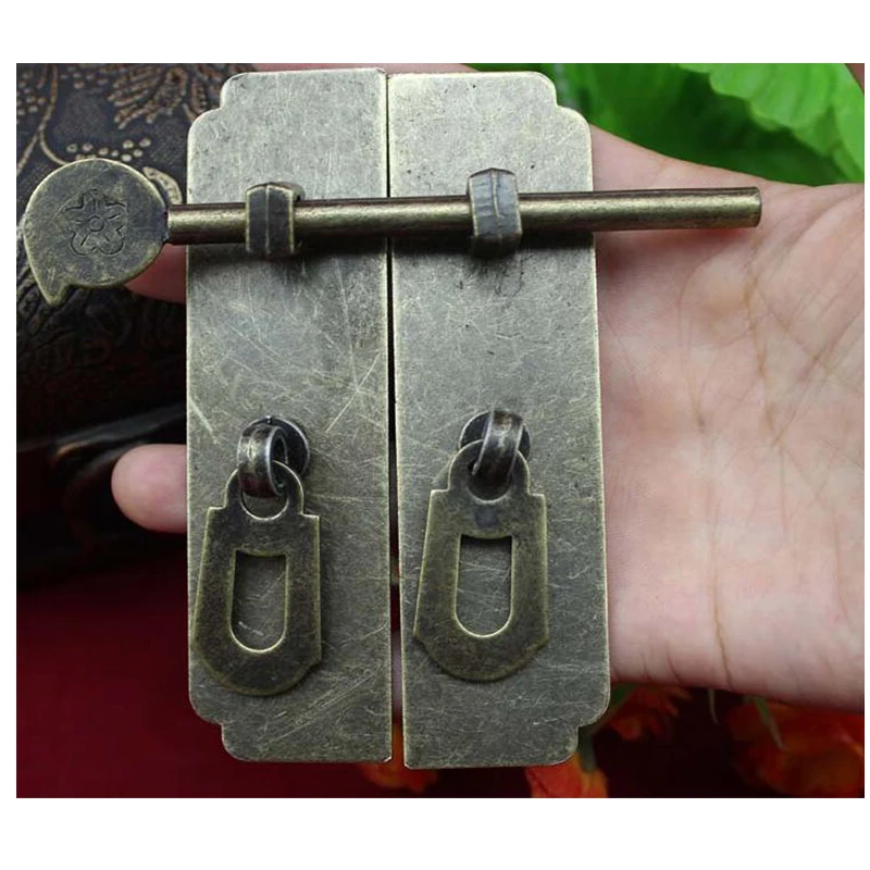 2pcs Chinese Style Furniture Hardware Iron Round Door Knocking Knocker Pull 120*58mm & Bolt