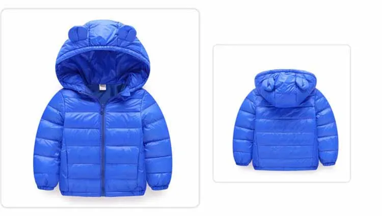Детское пальто для девочек, зимние утолщенные куртки одежда с объемными ушками и длинными рукавами Высококачественная куртка ярких цветов для малышей, верхняя одежда От 4 до 12 лет - Цвет: blue2