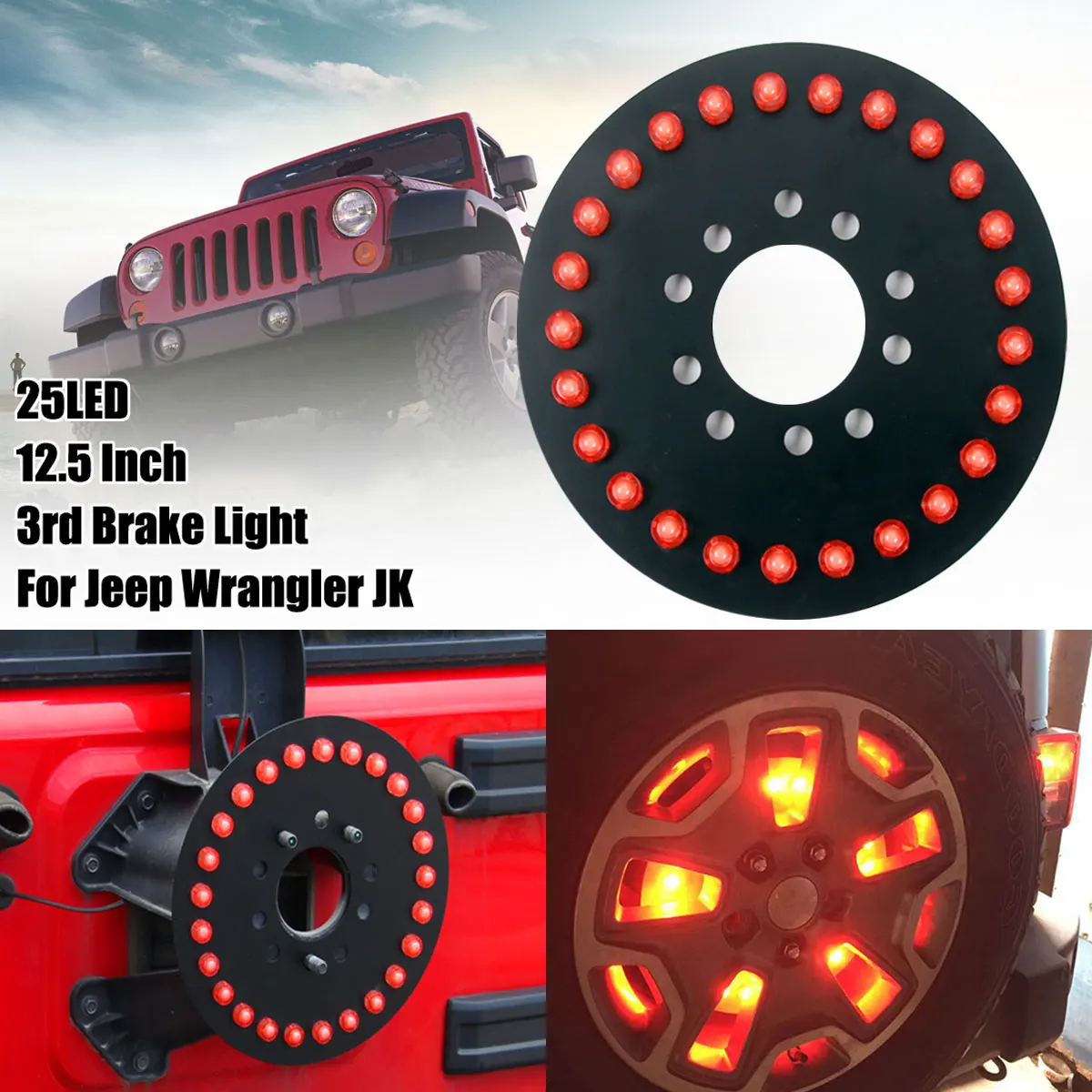 

For Jeep For Wrangler Universal LED Car Rear Third Brake Light Assembly TJ / JK 1997-2006 3rd Brake Lights Spare Tire Lights