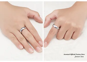 

ASONSTEEL Gold/Silver Color Smooth Engagement Rings for Women/Men Stainless Steel 6mm Couple Rings Wedding Party Size 6-12