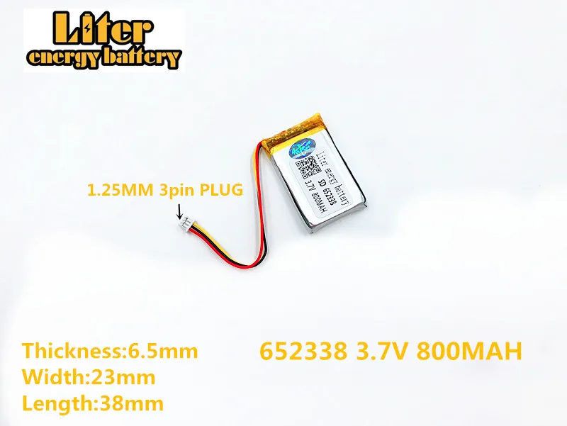 652338 3 7 V 800mAh перезаряжаемый литий полимерный аккумулятор для игрушек Зеркальный