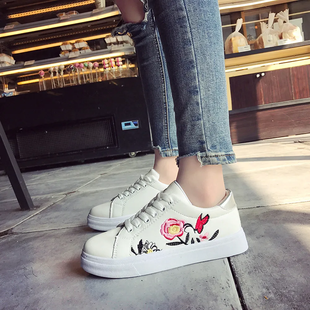 

Women Sport Runn Sneakers Embroidery Flower Shoes Leisur Shoes shoes woman fashion brillants#g7