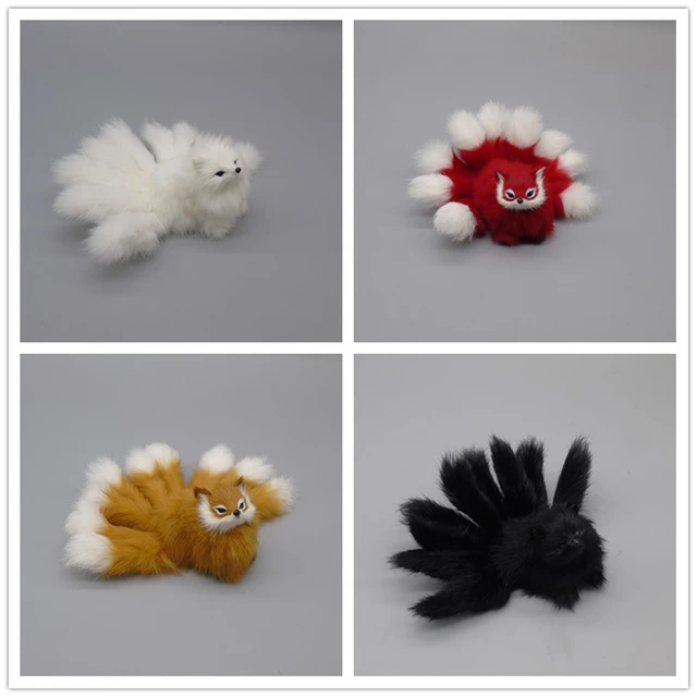 4 pcs cute small simulation fox toys plastic&fur standing fox dolls 16x12cm