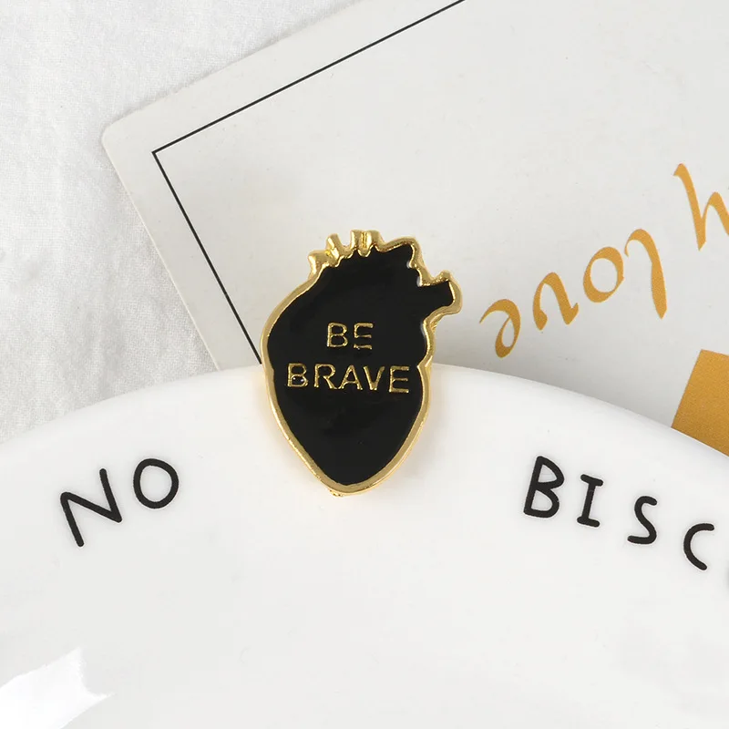 Be Brave Heart эмаль отворот булавки значок в форме сердца броши для мужчин и женщин