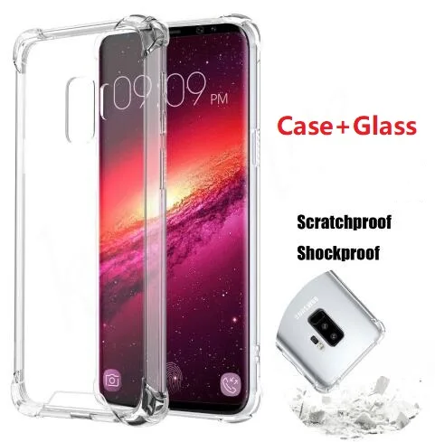 For Xiaomi Pocophone F1 Case+Tempered Glass Rubber Silicon