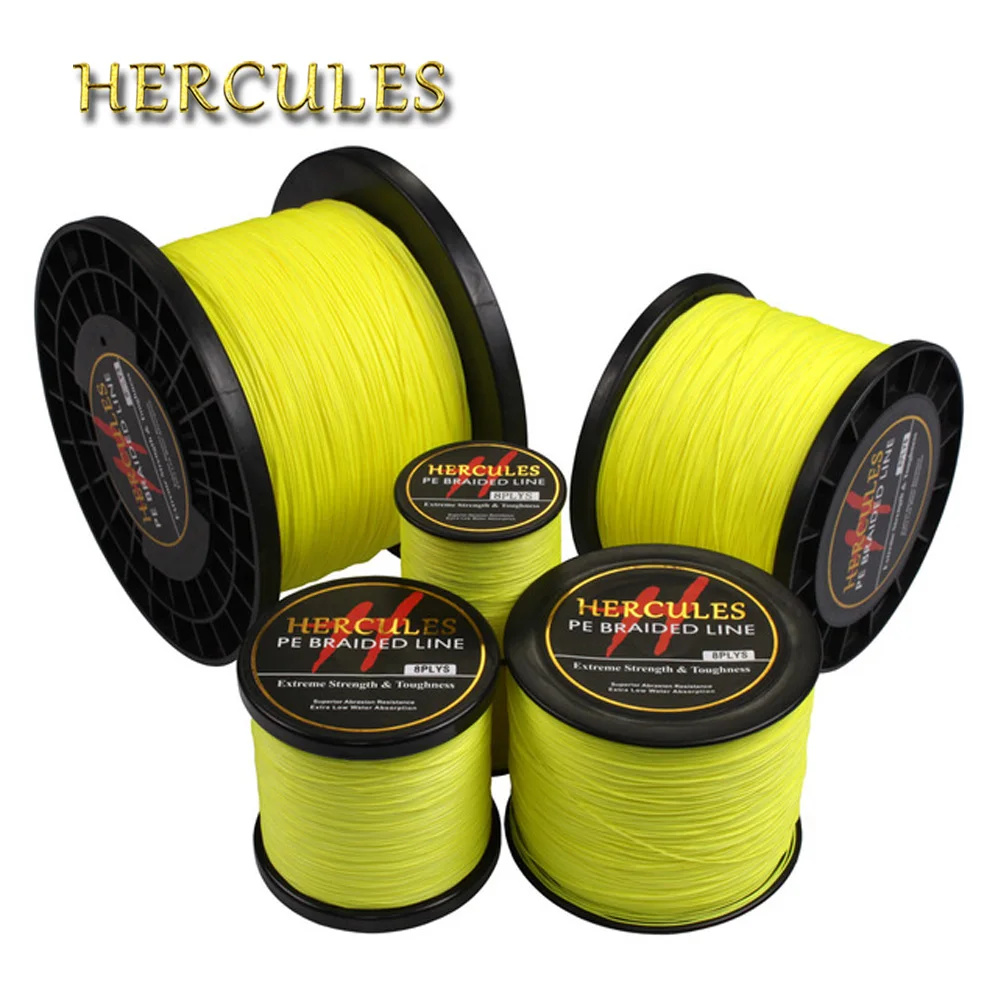 Hercules Braided Fishing Line 8 Strands Fluorescent Yellow 100M 300M
