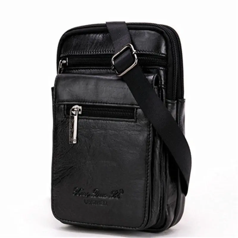 

YIANG Vintage Genuine Leather Shoulder Bags for Men Mini Cross Body Travel Bags Fashion Retro Single Strap Phone Pouch Business