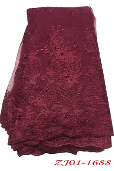 

African Stones Lace Fabric 2019 High Quality Lace French Net Embroidery Tulle Lace Fabrics For Nigerian Party Dress ZJ1681