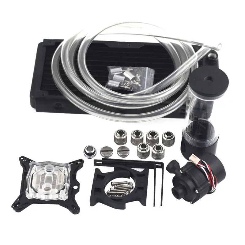 

Pc Cpu Overclocking Water Cooling System Set 240B Radiator + Sc600 Pump + 190Mm Tank + 2M Tube + Cpu Block With Total Fitting