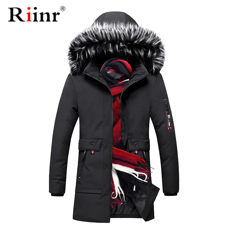 Riinr Casual Brand Men Warm Parkas Winter Male Hooded Fashion Jackets Parka Men's Slim Fit Parkas Coats Plus Size XXXL