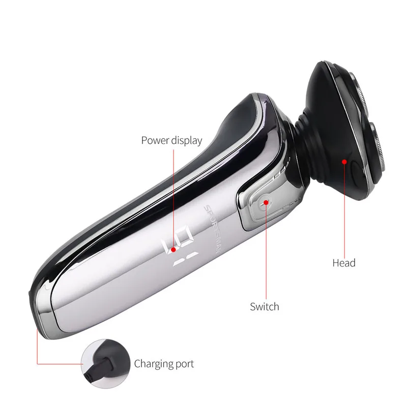 Murah 3 Pisau Pisau Cukur Listrik Alat Cukur Listrik untuk Pria Portabel Isi Ulang Mesin Cukur LCD Display Tahan Air Pria Jenggot Pemangkas