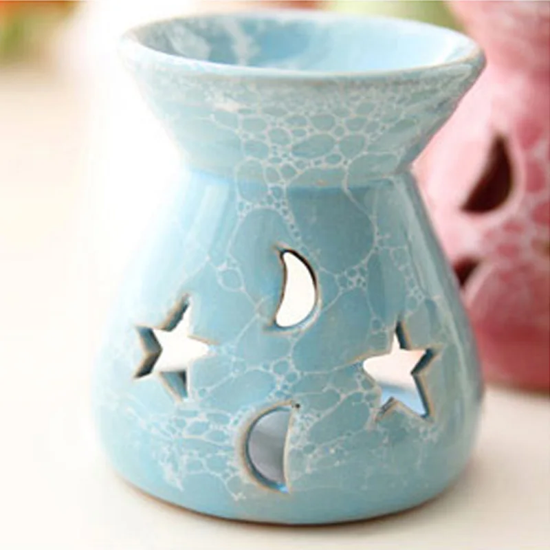 

Mini Love Heart Ceramic Aroma Lamp Hollowing Candle Furnace Essential Oil Furnace Home Furnishing Decoration E $