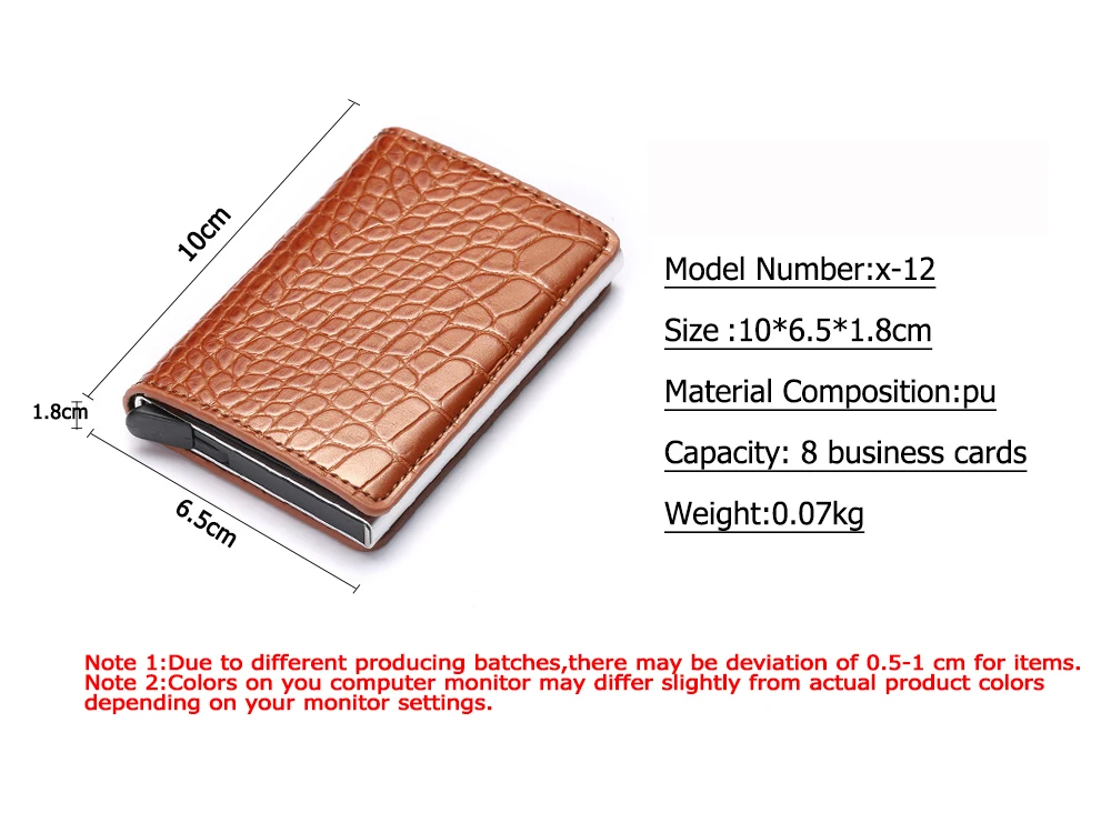 ZOVYZOL Slim Mini Wallet Metal Aluminum Business id Card Case Anti Rfid Protection Men Women Credit Card Holder Leather Vintage