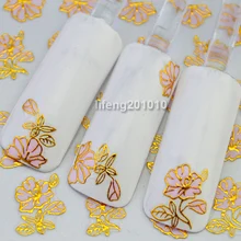 3D горячего тиснения Розовые цветы Дизайн ногтей Стикеры надписи украшения инструмент ptj005 5 шт./лот