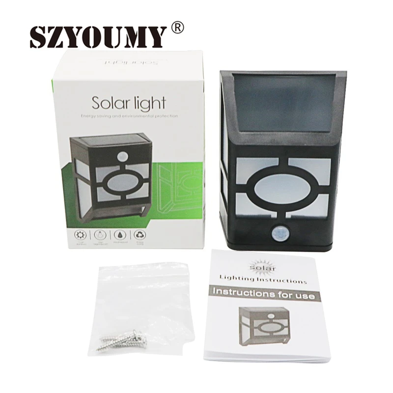 

SZYOUMY Solar Power Panel lights 10 LED Light Sensor Waterproof Outdoor Fence Garden Pathway Wall Lamp Lighting White