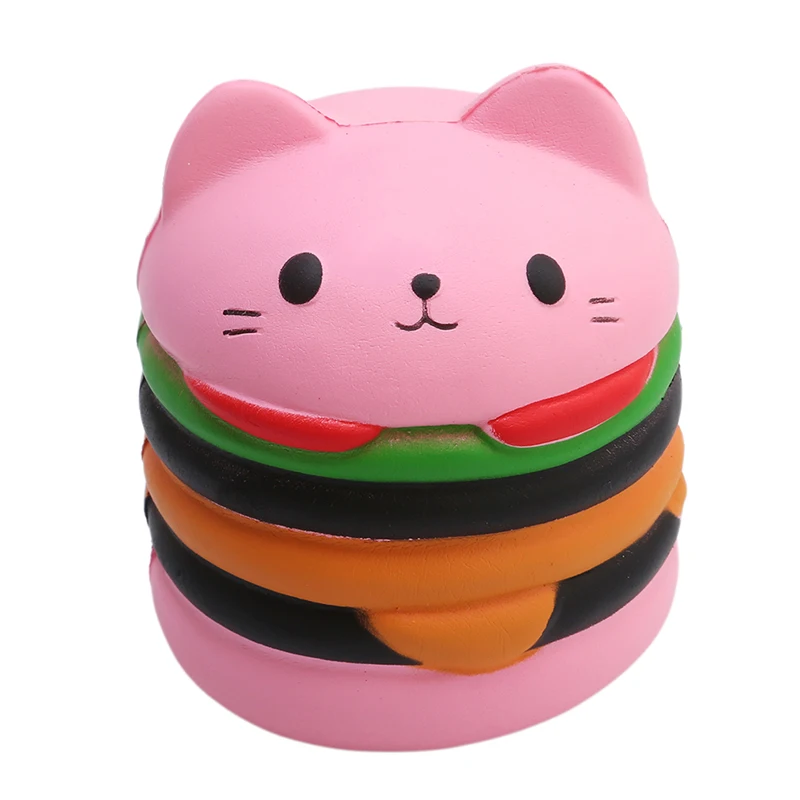 Игрушки Jumbo Squishies для детей, медленно поднимающаяся антистрессовая игрушка, кот, гамбургер, фри, сквишиес, игрушка для снятия стресса, забавная игрушка - Цвет: pink Hamburger