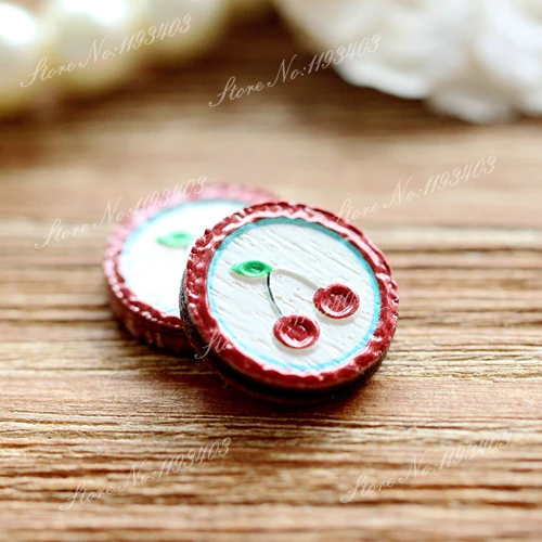 

Unique 3D Cherry Embossed 16mm Round Coloured Drawing pattern Laser Cut wood Cabochon DIY for Rings, Earring,Brooch,Necklace