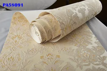 

Italian Vintage Gold Beige Velvet Flocking Damask Wallpaper Roll Vintage Bedroom Decor