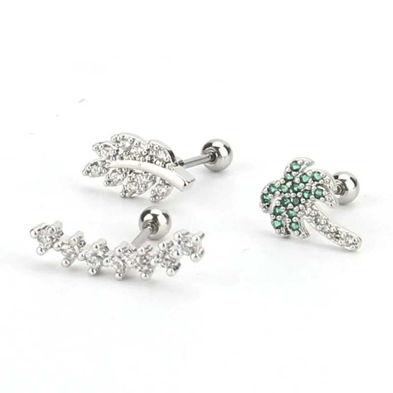 

3 pc/set stainless steel 2019 New Silver Plated Earrings For Women