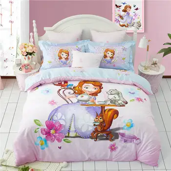 

egyptian cotton home textile 3D disney cartoon bedroom decor princess bedding queen size comforter set 4pc girls gift pillowcase
