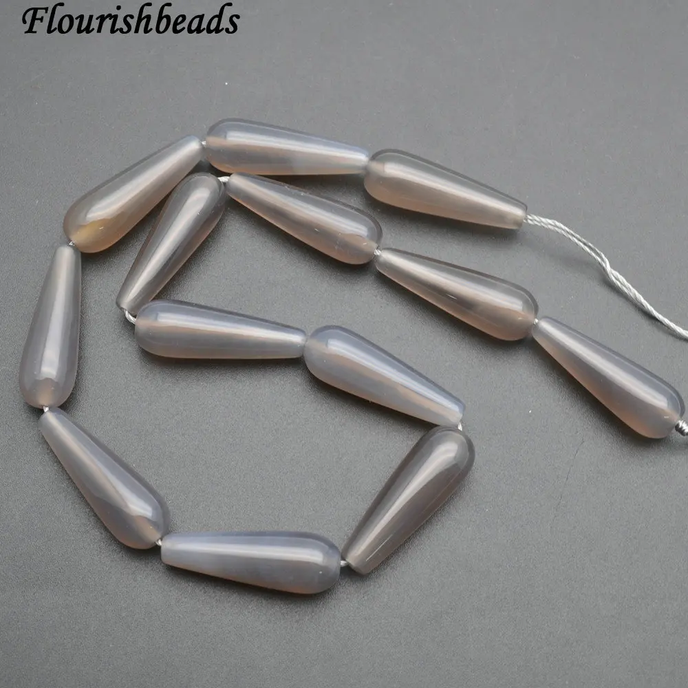 

10X30mm Smooth Gray Color Agate Long Drop Stone Loose Beads 5 strands per lot Jewelry making