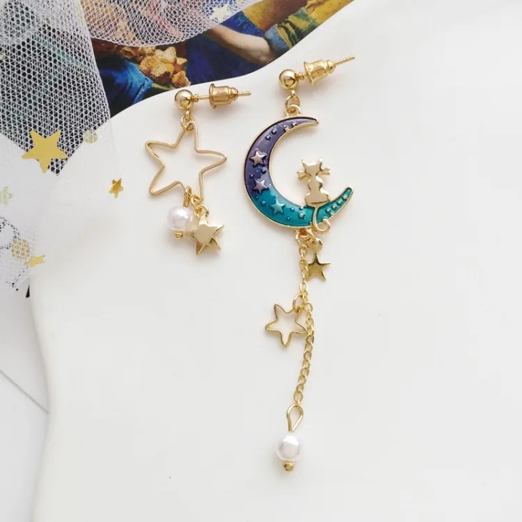 Аниме Сейлор Мун Мечта небо серьги в виде Луны и звезды для женщин Harajuku мода имитация жемчуга Серьги ювелирные изделия реквизит подарки на праздник
