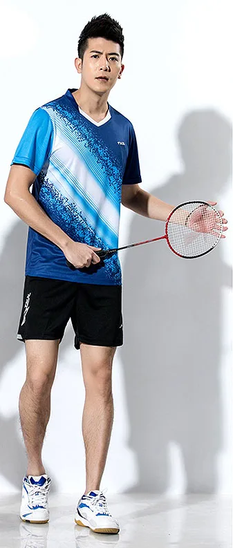 Tenis mujer футболки для тенниса, быстросохнущая короткая теннисная одежда, abbigliamento Tennis uomo, tennisrock, комплекты для бадминтона - Цвет: Men Blue Sets