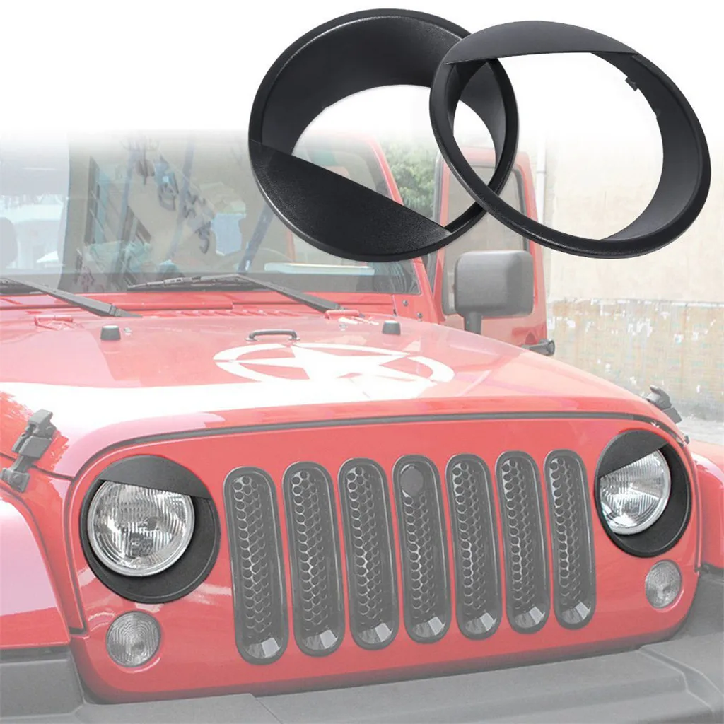 Черный Bezels фары переднего света стиль Накладка для Jeep Wrangler предназначен для Jeep Wrangler JK Высокое качество ABS 0,8
