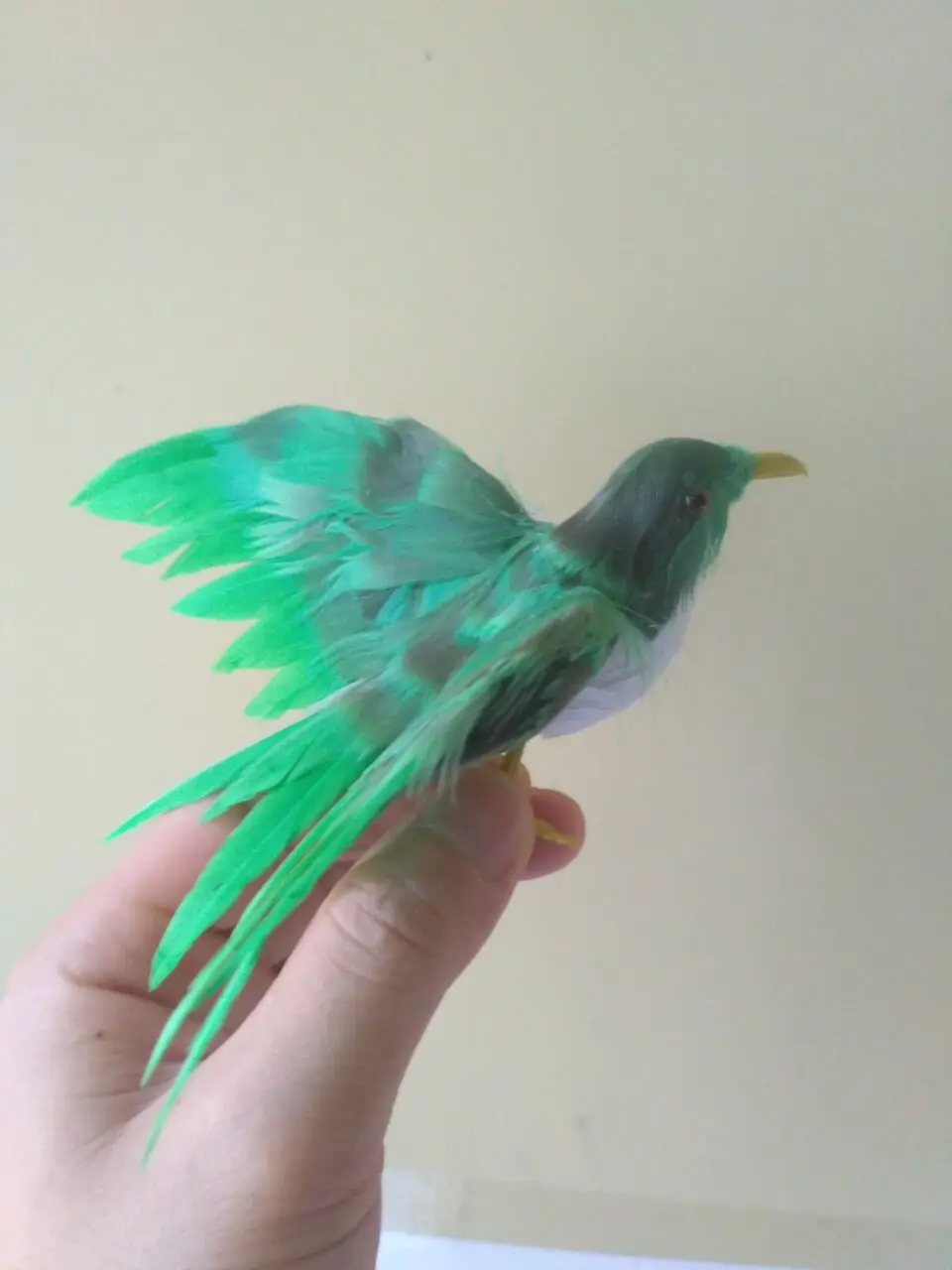 

12x15 см Зеленые перья птица МОДЕЛЬ, пена и перья, крылья, птица ручной работы, реквизит, украшение для дома и сада, подарок d2887