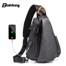 Boshikang USB зарядка Для мужчин Sling Bag высокое качество Оксфорд Для мужчин груди мешок Мода сумка подросток IPad телефона Daypack