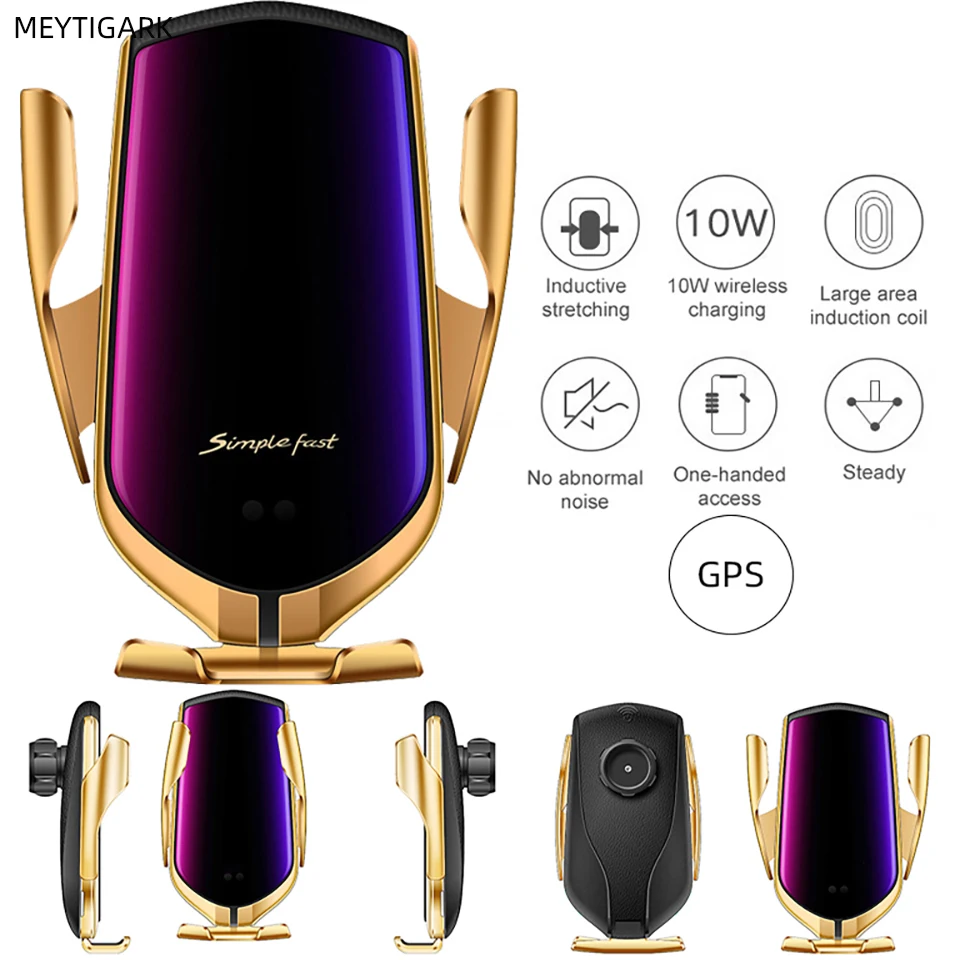 

Car Mobile Holder For Phone With Wireless Charger Mount S5 Car Mount Phone Holder Gravity Infrared For Samsung Iphone