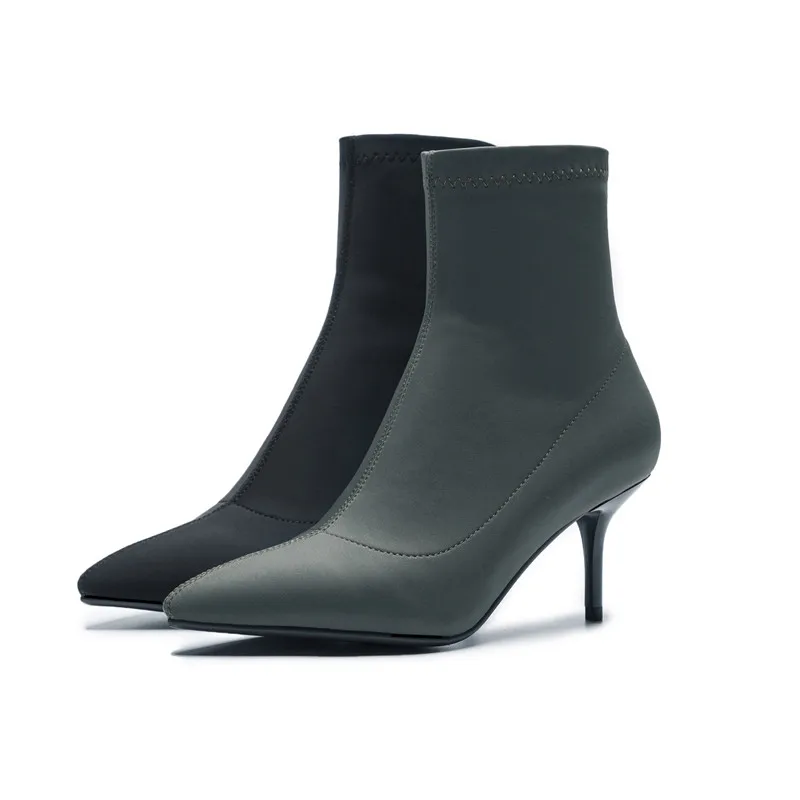 Señoras Dedo Baile Mujeres negro Interior 2018 Otoño Punta Botines Cuero Smirnova Tacones Sexy Pie Mujer Moda Fino Del Green Zapatos Altos OaZqOYfRw