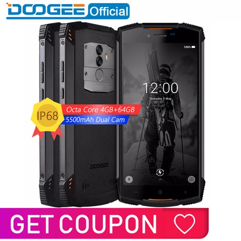 Real IP68 DOOGEE S55 waterproof Smartphone 4GB RAM 64GB ROM 5500mAh MTK6750T Octa Core 5 5inch Android 8 0 Dual SIM 13 0MP 4GLTE