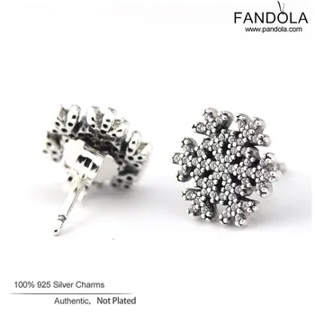 

Authentic 925 Sterling Silver Earring with Clear CZ Snowflake Stud Earrings For Women Fine Jewelry Sterling-Silver-Jewelry