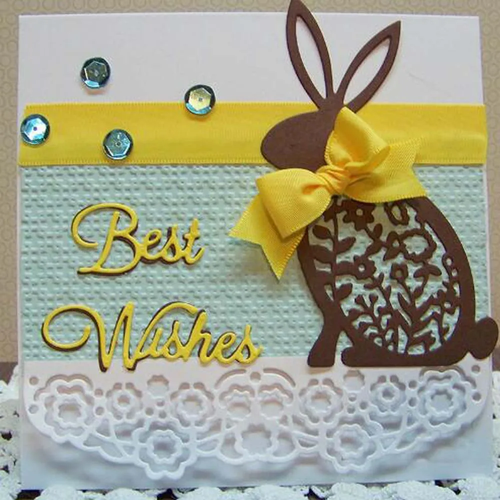 

Cute Rabbit Frame Metal Cutting Dies Mold New Scrapbook Cut Dies Paper Craft Knife Mould Blade Punch Stencils Dies