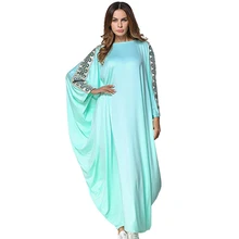 Новое мусульманское женское кафтановое платье абайя с вышивкой, рукав «летучая мышь», одежда Дубай, арабское платье, исламское длинное платье для Ближнего Востока, Рамадан