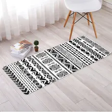 Ретро черно-белый геометрический Коврик для дома в скандинавском стиле, для спальни, ножной коврик, прикроватный, с окошком, длинный, нескользящий коврик