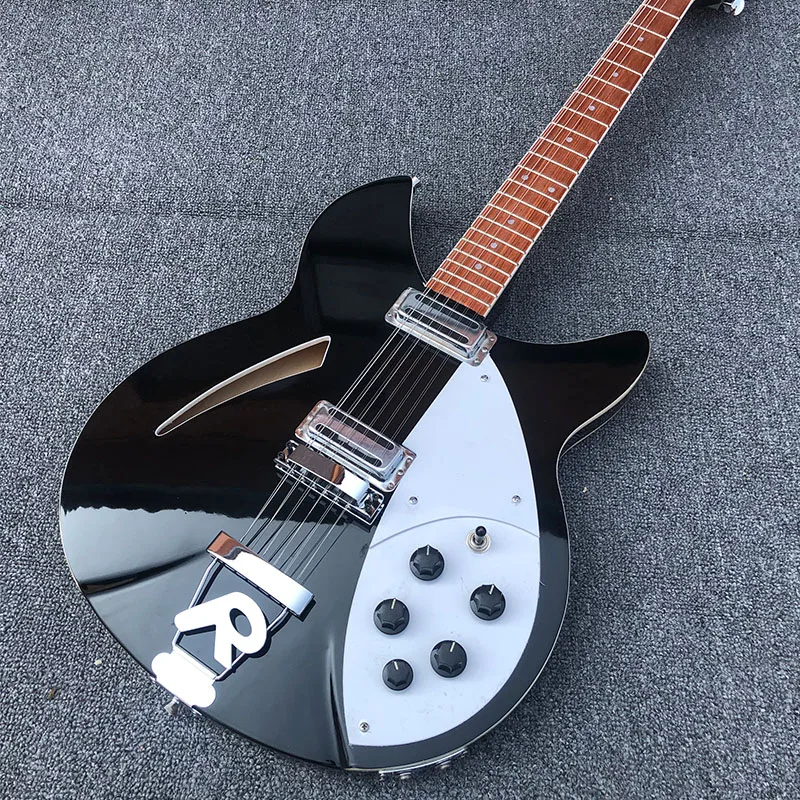 

Factory direct 360 electric guitar 12 string electric guitar black paint inlay, half empty core, R bridge double output free shi