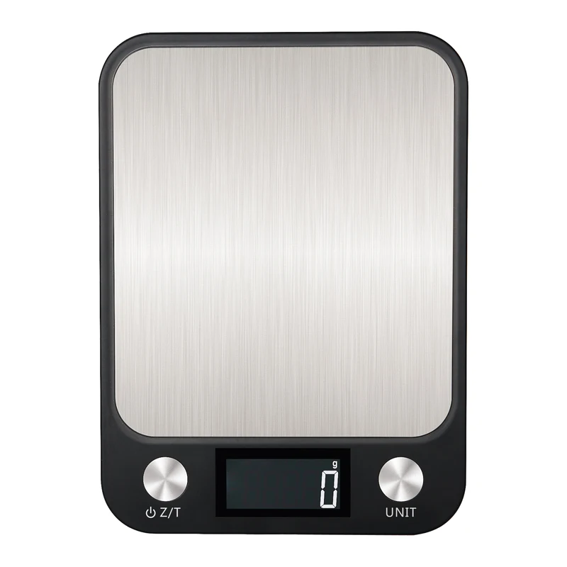 New 11lb/5kg Digital Kitchen Scale Electronic Stainless Steel Food Weighing Scales Large Platform With Easy To Read LCD Display