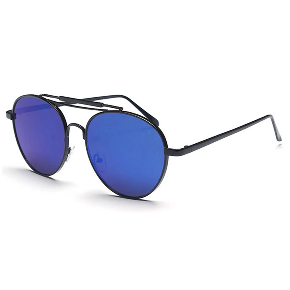 Retro dual-beam Sunglasses(black frame Blue mercury)