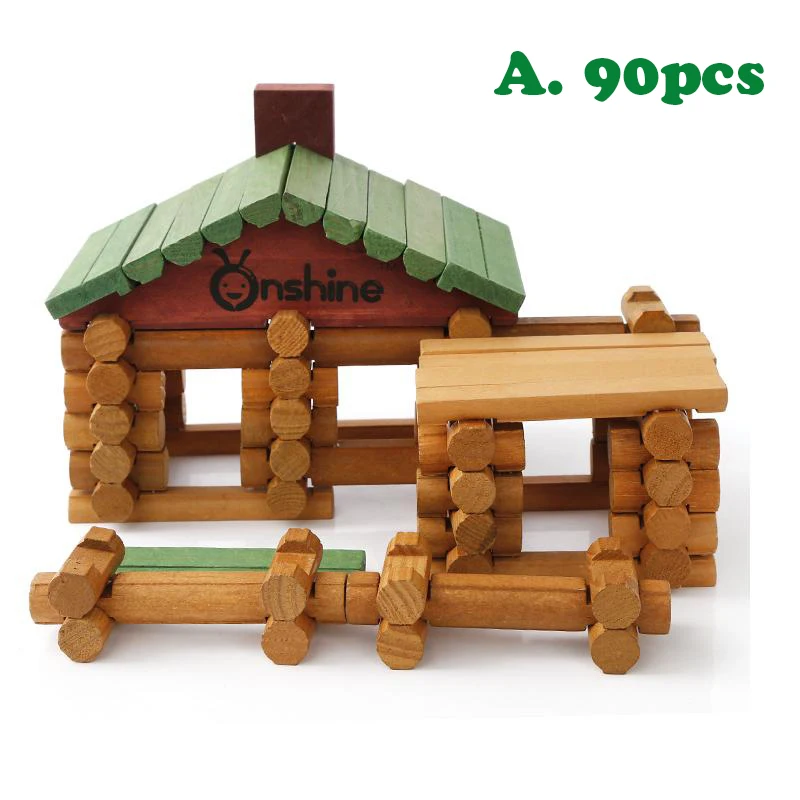 Детский деревянный домик Lincoln, строительные блоки, игрушечный лес, набор бревен, детский креативный брус, ферма и магазин, деревянный строительный дом, игрушка