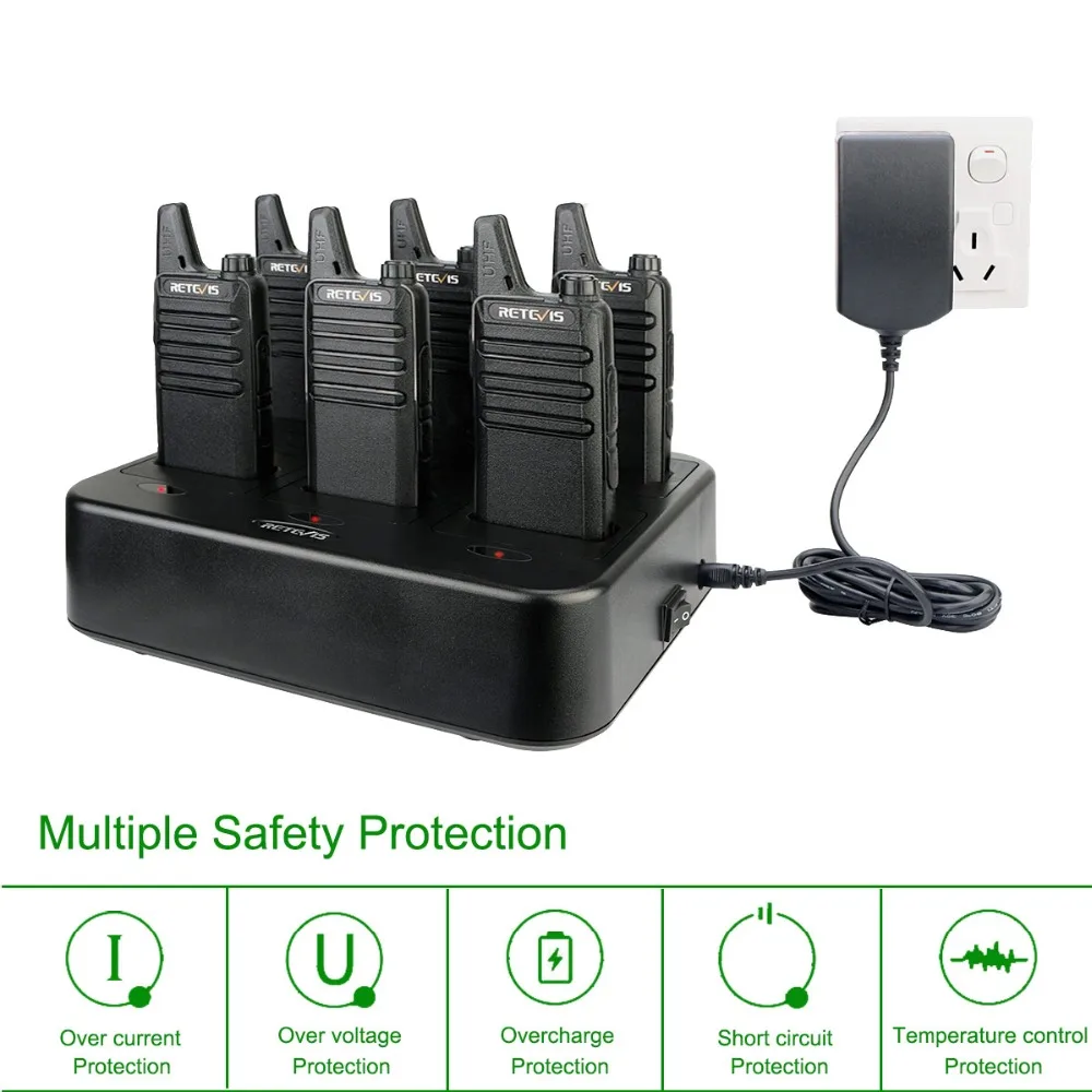 6pcs Retevis RT622 RT22 Two Way Radio Mini Walkie Talkie Six Way Charger PMR VOX Portable 5