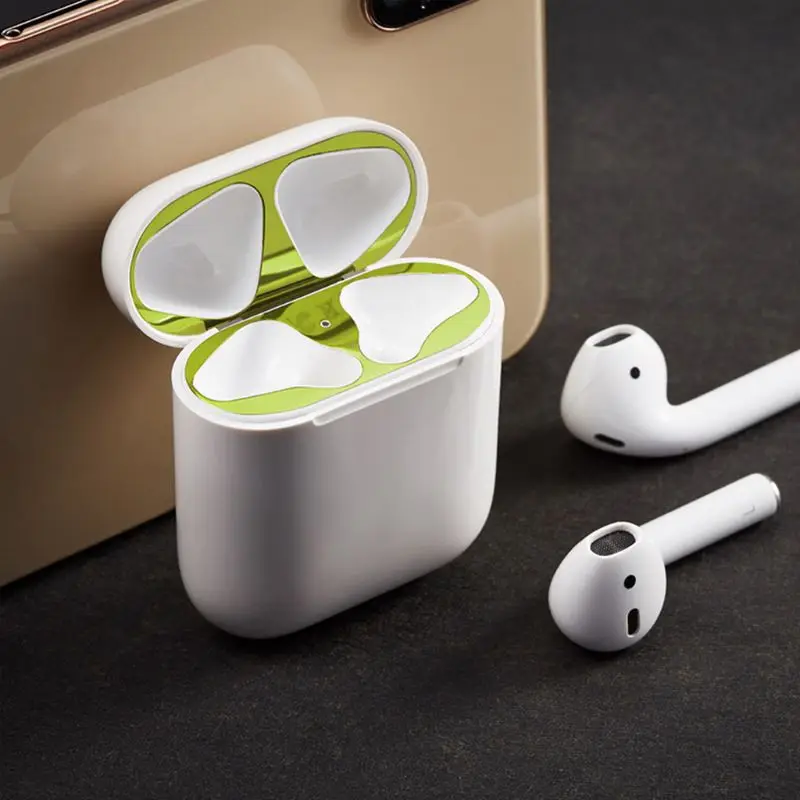 

Protective Sticker Dust Guard Earphone Protection Dust-proof Ultra-Thin Metal for Apple Airpods Shell Skin Protector for AirPods