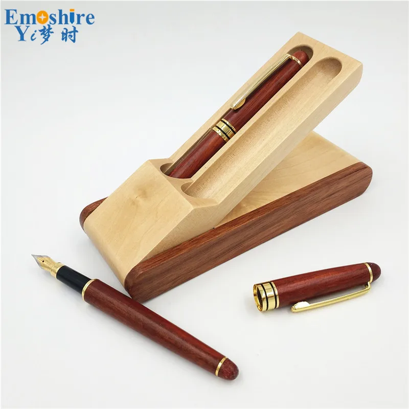 Emoshire Redwood pen three-piece suit Mahogany pen Mahogany pen Wood pen box Spot custom (13)