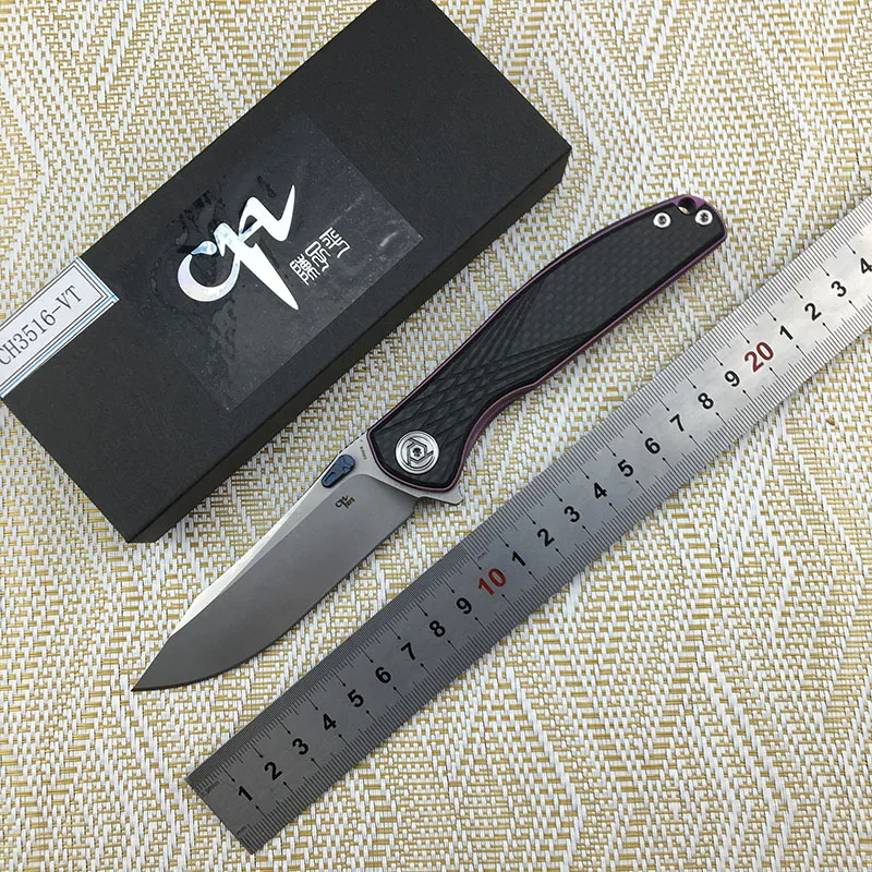 

CH3516 Flipper folding knife s35vn steel TC4 Titanium + carbon fibe handle outdoor camping hunting pocket fruit Knives EDC tools