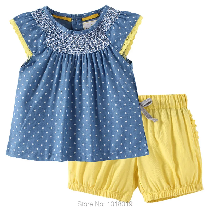 Качественная тканая хлопковая рубашка и штаны комплекты одежды для маленьких девочек комплекты детской одежды г. Новая брендовая летняя детская одежда для девочек