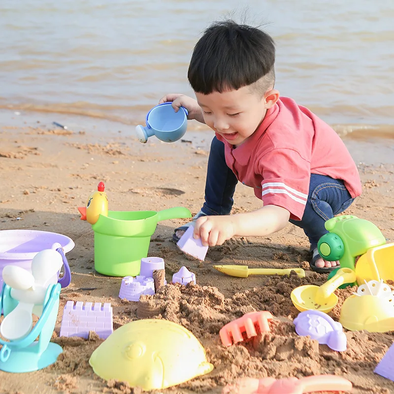 Детские пляжные игрушки песочница Песочный набор Игрушка Пляжный куб песок Экологичный красочный замок ведро ПК \ ПВХ Лопата автомобиль