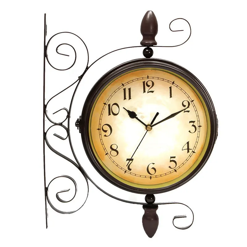 Винтажные декоративные двухсторонние металлические настенные часы в античном стиле настенные часы настенные Подвесные часы 35 см* 28 см традиционные
